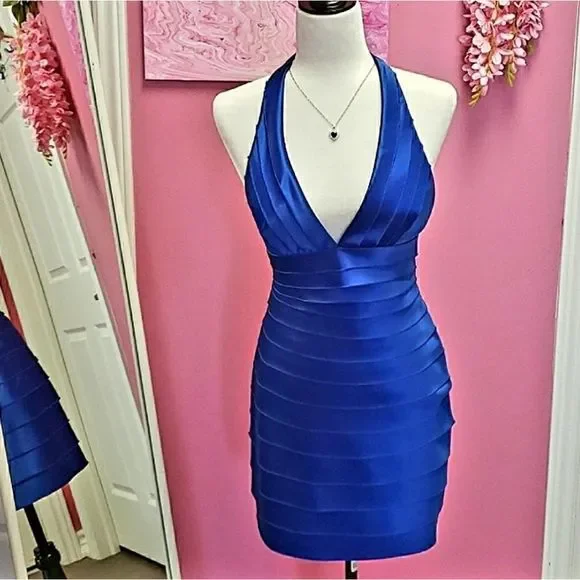 BCBGMaxAzria Dresses Bcbg Maxazria Royal Blue Halter Dress